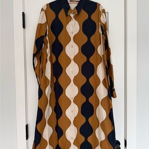 Marimekko x Uniqlo Brown and Navy Shirt Dress
